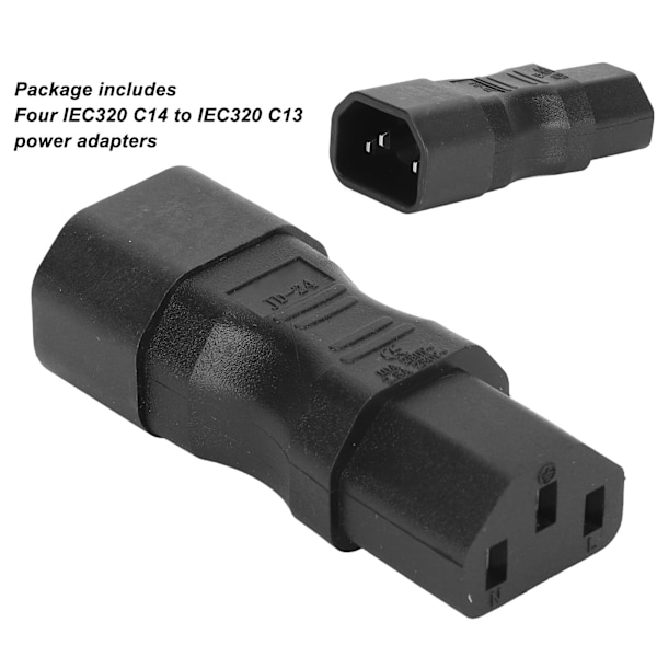 4 stk IEC320 C14 til IEC320 C13 strømadapter universell standard datamaskin strømadapter for bærbar PC PDU-etui Ups-kontakt