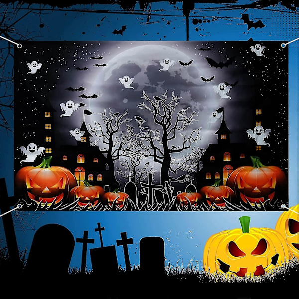 Halloween-tausta Iso Halloween-taustabanneri Pelottava kurpitsavalokuvaus seinätausta