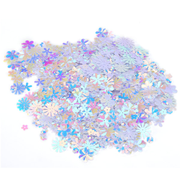 Konfetti-kukan muotoiset kimaltelevat paljetit Spanglit Juhla-hääsprille-osien koristelutarvikkeet (värikäs valkoinen)
