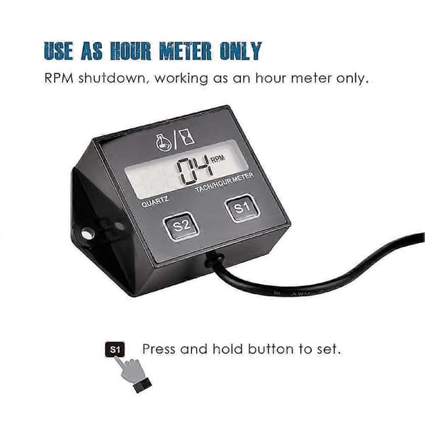 Digital Tachometer and Hour Meter for Engine RPM. For 2- and 4-stroke engines