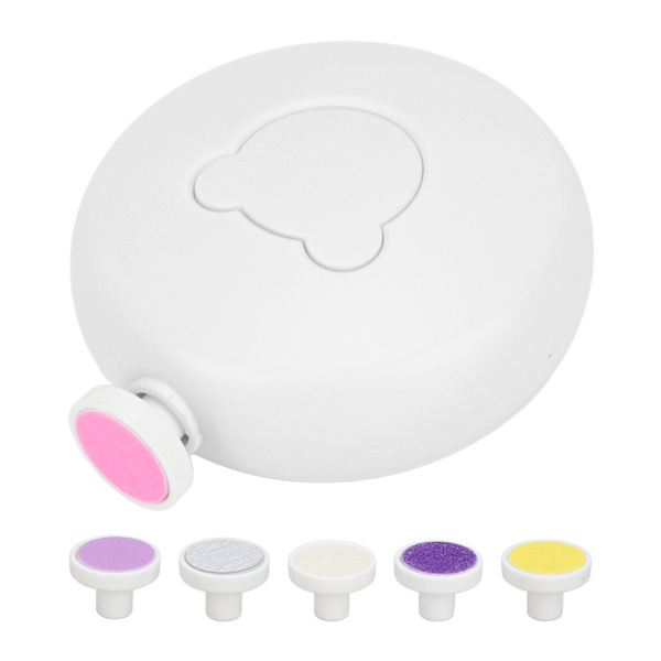 Elektrisk baby nageltrimmer set nagelklippare för baby med 6 sliphuvuden vit