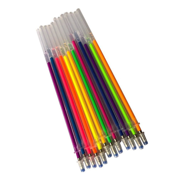 3 x 1 förpackning 0,8 mm Färgglada Glitter Bläck Gelpennspåfyllningar 12 färger fluorescerande