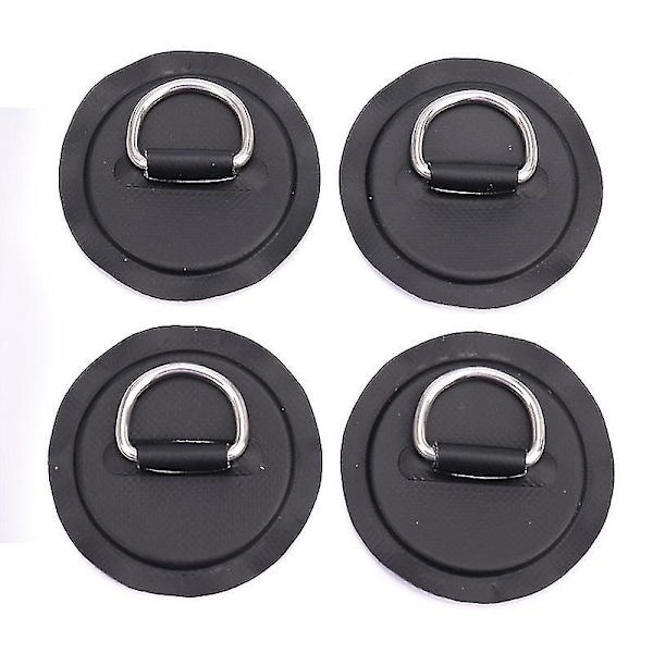 Surfboard Dinghy Boat PVC Patch D-Ring Deck Rigging - Set of 4 Black