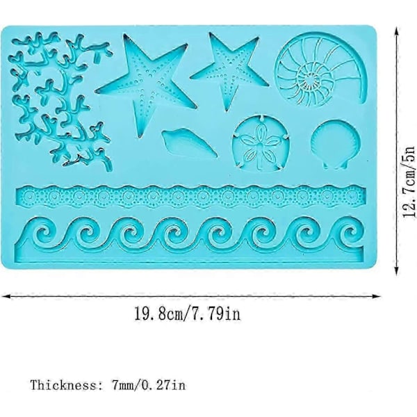 Merieläin silikonimuotti, silikoni fondanttikakkumuotit, vedenalainen kakunkoristelu tyyli 1 VÄRI 1