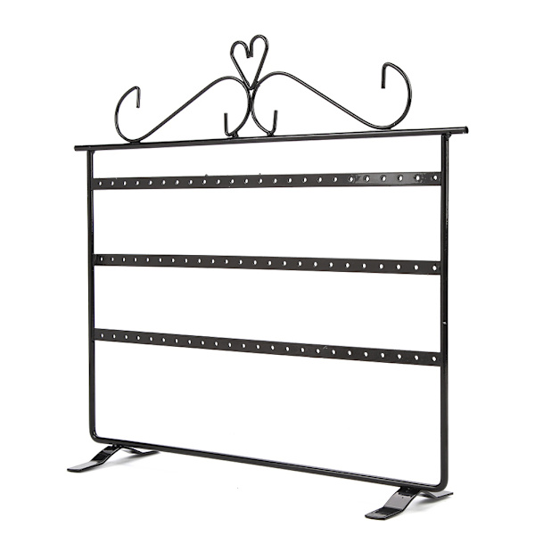 72 Huller Øreringe Halskæde Armbånd Ringe Smykker Display Stande Bøjle Holder Rack Sort
