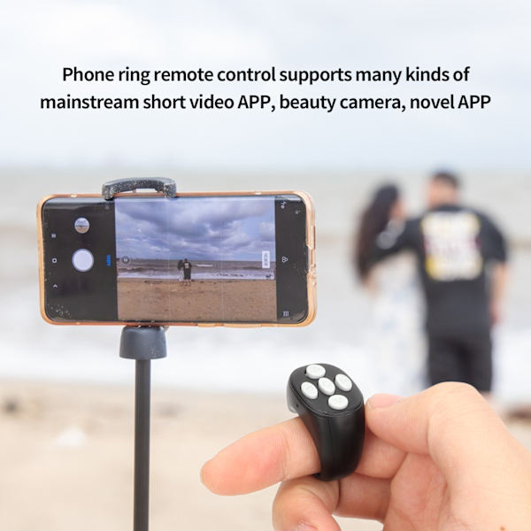 Bluetooth 5.3 -rengas kaukosäädin sivun kääntäjä puhelimen kameran suljin selfie-kaukosäädin videolle ja lukemiselle