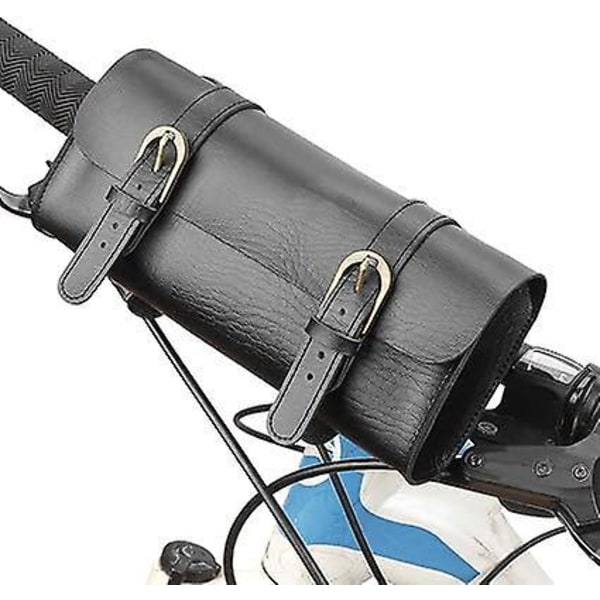 Retro PU Læder Cykeltaske Foldbar Styr Sadel Opbevaringsværktøj Cykeltilbehør Styr Opbevaringstaske