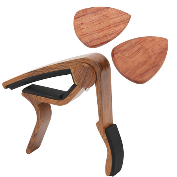 Akustisk guitar Capo massivt træ silicagel klemme ergonomi med 2 valg til bas ukulele violin