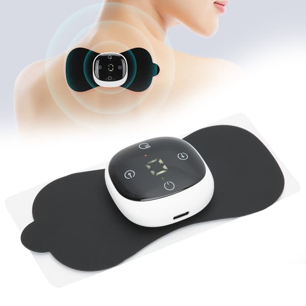 USB-laddning EMS Mini Elektrisk Nackmassager Muskelvärk Lindring Cervikal Massageplåster Vit