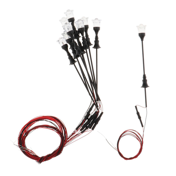 10 stk. 1:100-1:150 Skala Model Lygtepæl Gadebelysning 12V Jernbaneværft Lampe