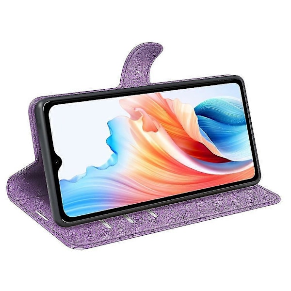 Til Oppo A38 4G Etui Wallet Telefon Shell Litchi Tekstur Støtte Læder Cover Zekai Lilla Stil H Oppo A38 4G