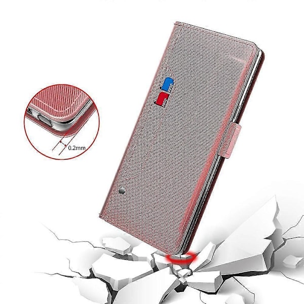 PU-nahkainen puhelinkotelo Asus Rog Phone 7:lle - Peilikorttipidike, puhelinjalusta, ruusukulta