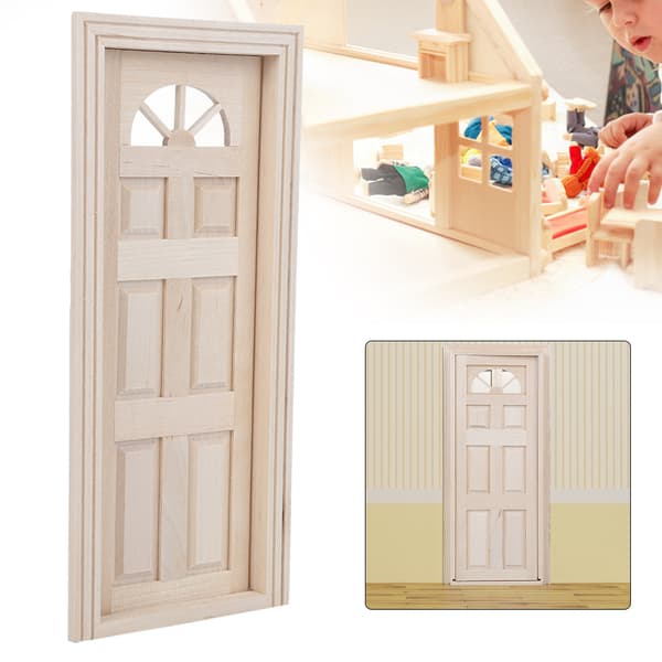 1:12 Dukkehus Træ Miniature Simuleret Dør Mini Vindue Dør Model Legetøj Tilbehørsdør