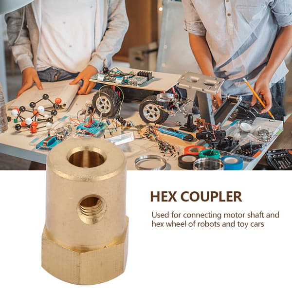 4 stk. Messing Forlænget Aksel Hex Kobling Koblingsmotor Connector (6mm)