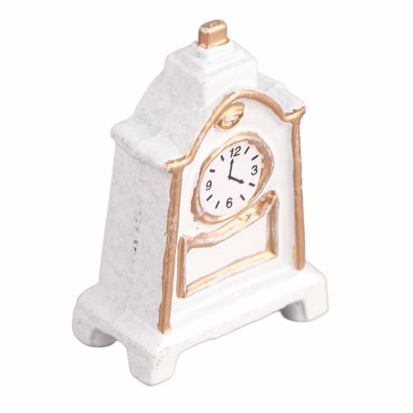 1:12 Dockhus Vit Bordsklocka Utsökt Miniatyrklocka Möbler Dekoration Tillbehör