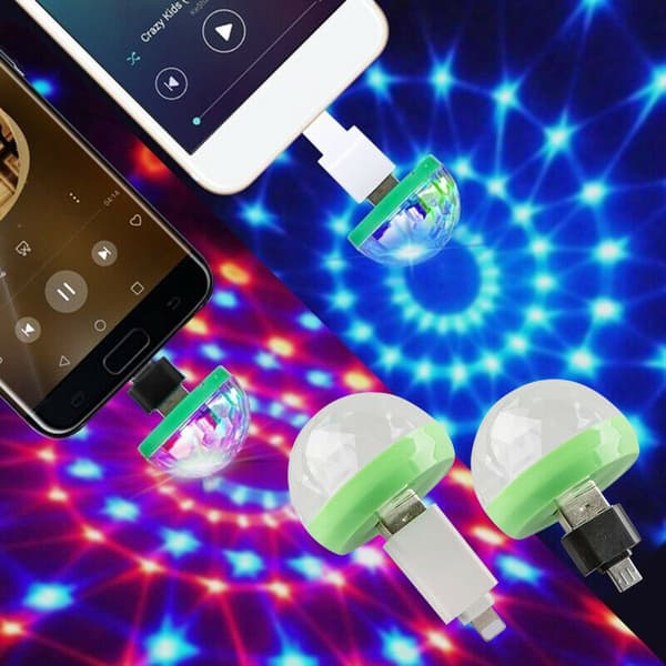 Mini bærbar USB krystallkulelys LED fargerik effekt lydkontroll scenelampe hjemmefestdekorasjon