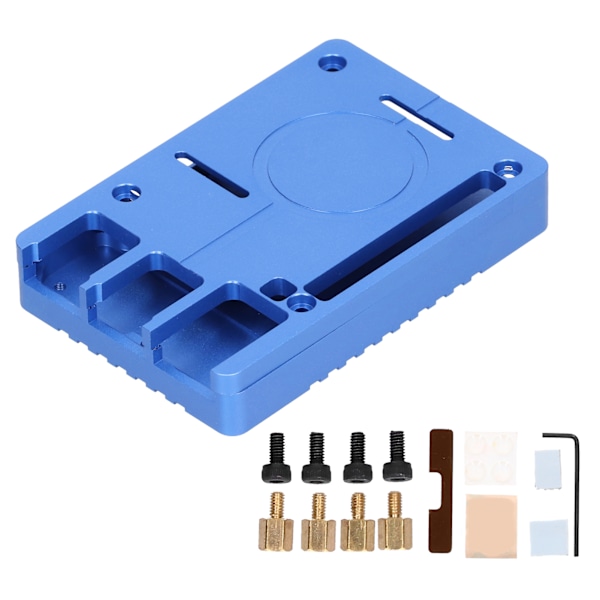 Alumiiniseoskuori UltraOhut CNC-jäähdytyslämpöpesät Metallikuori Raspberry Pi 4B:lle (sininen)