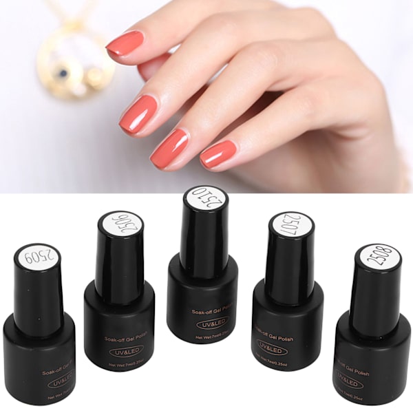 ROSALIND Profesjonell neglelakk UV-gellakk Soak Off Gel Polish Manikyrverktøy 5 stk x 7 ml