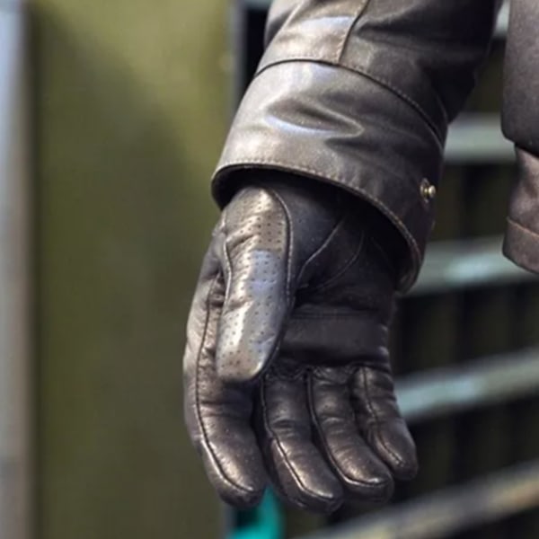 Helhandsker i læder, skridsikre, til koldt vejr, til motorcykelkørsel, sorte, M