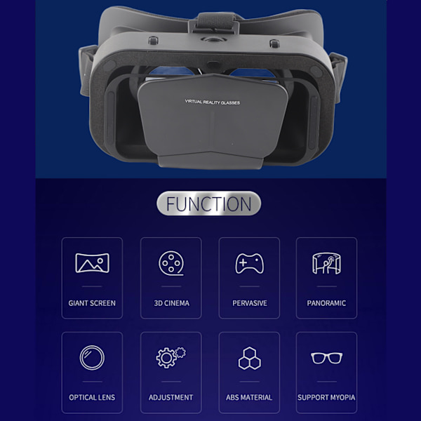 3D VR -lasit, päässä pidettävät VR-virtuaalitodellisuuslasit 3,5–7,2 tuuman älypuhelimille