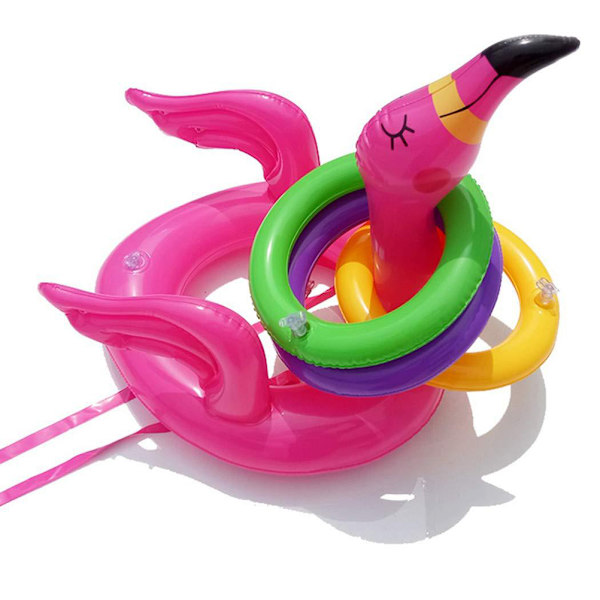2 pakker oppblåsbare flamingo ringkastespill leker med 8 stk flytende ringer for svømmebassengfest