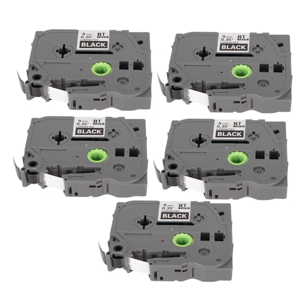 5 stk Label Maker Tape 9mm Lamineret Vandtæt Farveægte Multi Purpose Labeler Tape til PT D210 PT D200 PT H110 PT D400 Hvid På Sort Bze 325