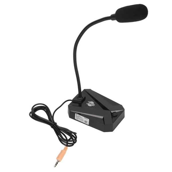 Mikrofon 3,5 mm computer desktop bærbar pc støjreduktion metalslange mikrofon til spil stemme karaoke konference chat løvehoved