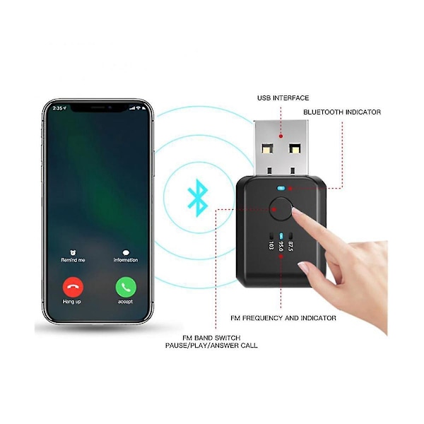 Auton Bluetooth 5.1 FM Lähetin Vastaanotin Handsfree Puhelu Mini Usb Bluetooth Autosarja Auto Langaton C-B8