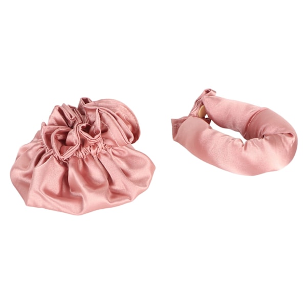 Varmeløs bolle hår styling kit klud bærbar blød satin varmeløs curler til sovende langt hår støvet rosa