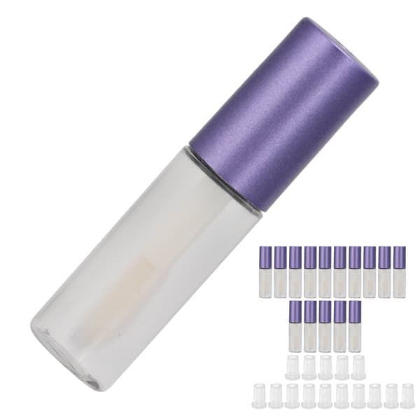 15 stycken små läppglansrör 1,2 ml läppglansflaskor provförpackade kosmetiska behållare med gummiproppar lila