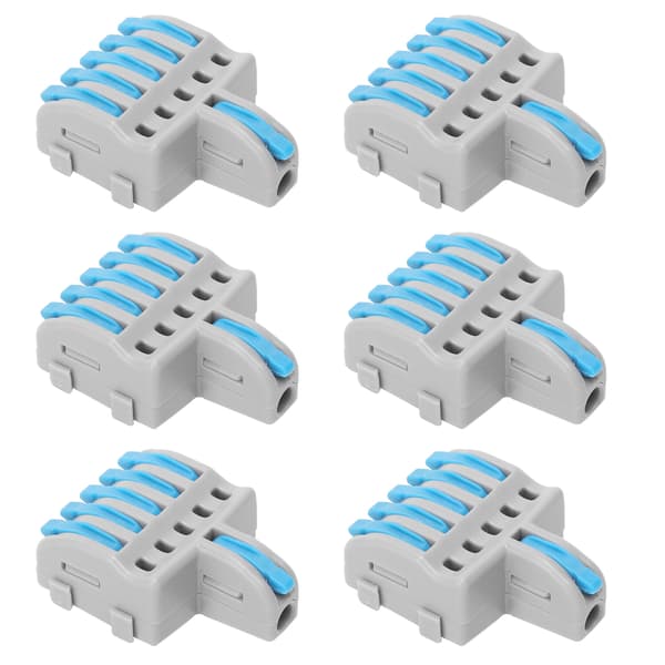 20 stk SPL hurtigkobling 1 inn 5 ut PushType splitter kobber og PC-materiale ledningsterminal (blå)