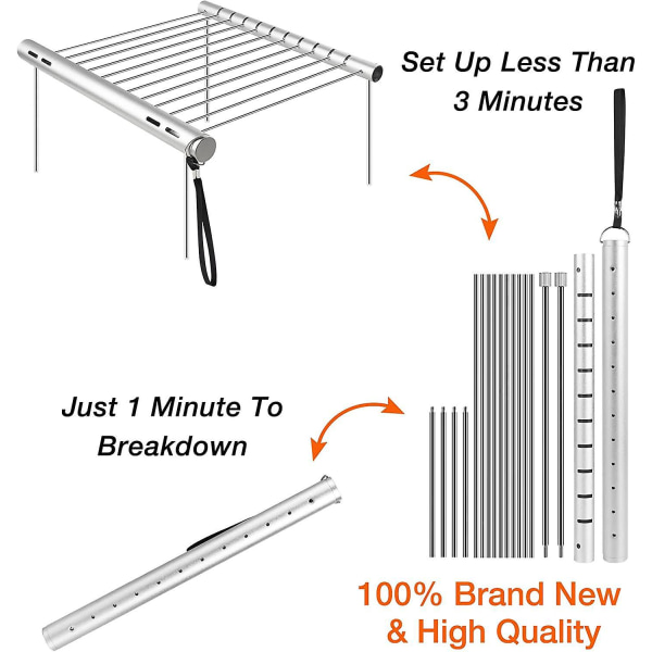Bærbar rustfri stål foldegrill - Kompakt og alsidig campinggrill til picnics, baggårde og vandreture (31x3x3cm)