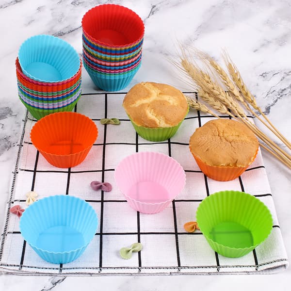 50 stk. genanvendelige silikone bageforme Cupcake Muffin forme Holdere til madlavning 7 cm
