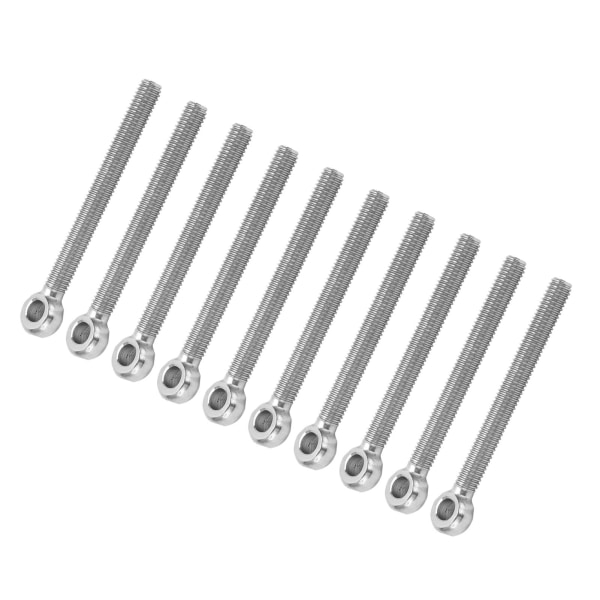 10 stk. øyebolter 304 rustfritt stål M6x60 skruer kroker for strammende tilkobling