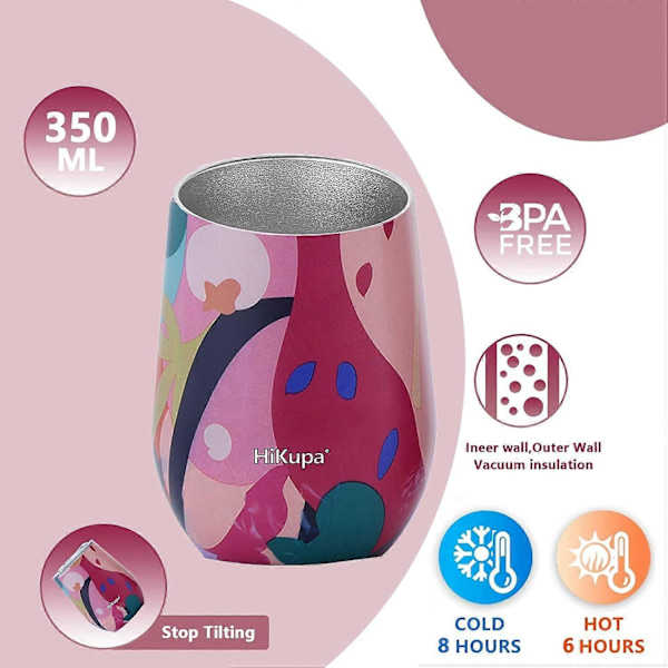 Isolerad Resemugg med Lock 355ml - Vakuumisolerad Termosmugg i Rostfritt Stål - Kaffekopp 11,5cm (Rosa)
