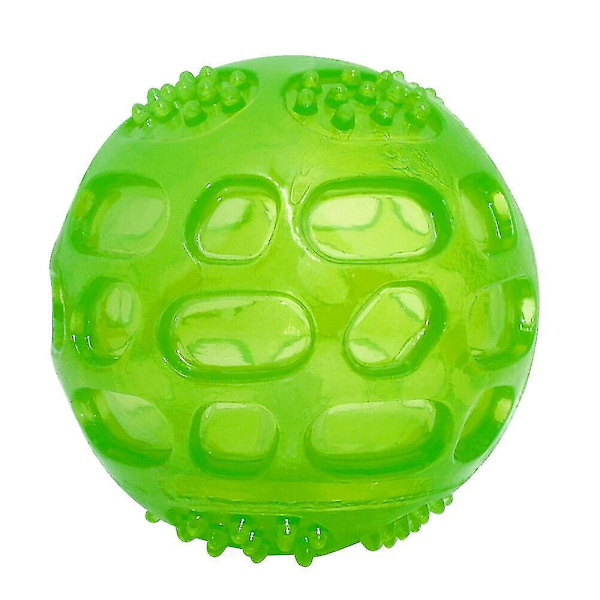 Oförstörbar hundtuggboll i gummi med pipande ljud och flytande design - grön