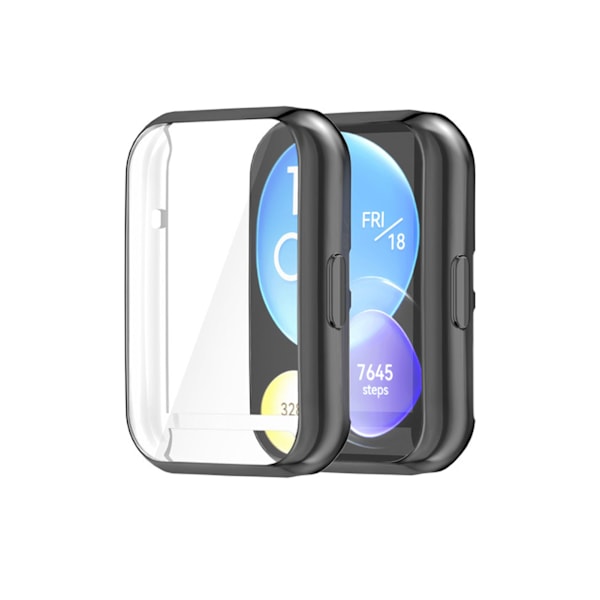 Skärmskydd för klocka, hög känslighet, ergonomiskt TPU-fodral med fullt skydd för Huawei Fit2 Watch, svart