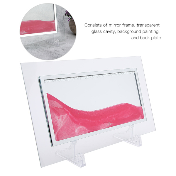 Dynamisk sandbild rosa vacker present tredimensionell dekorationsprydnad med 2 st bas rosa