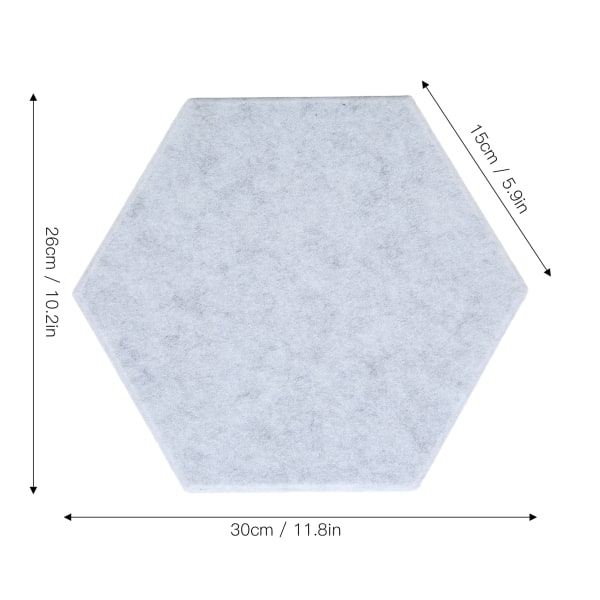 Lydabsorberende paneler - 12 pakke | Sekskantet design | Selvklebende bakside | Akustiske veggfliser | Støyreduksjonsløsning | Sølvgrå