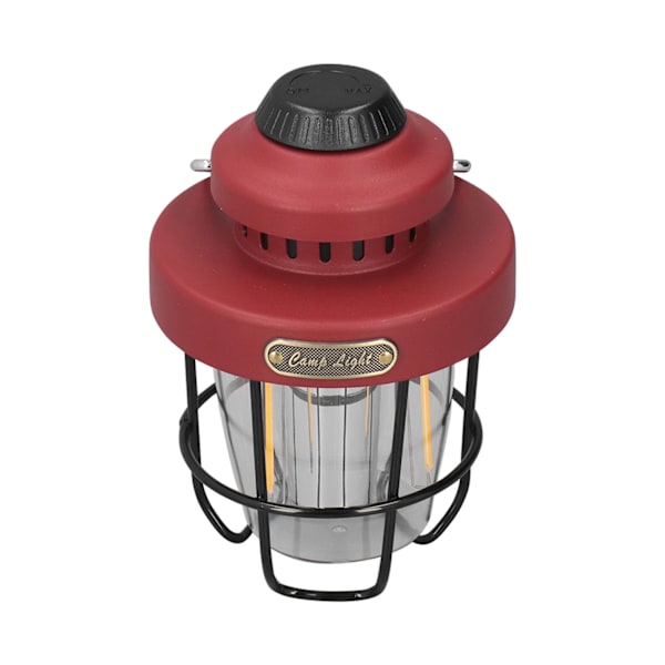 Campinglanterne Retro USB-lading 3 lysmoduser IPX4 vanntett campinglys for utendørs rød