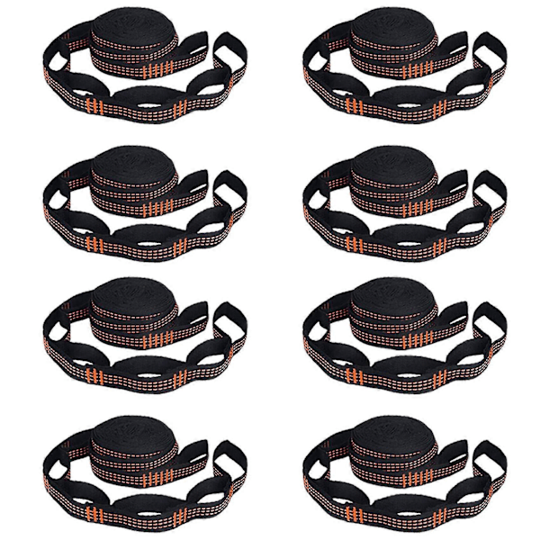 8 st 5-rings Hög Bärande Hängmattsremmar Förstärkt Polyester För Hem Utomhus Hängmatta-orange