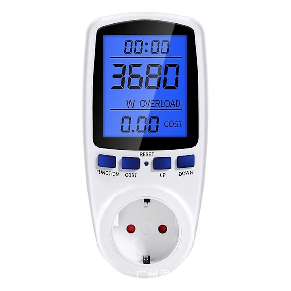 Wattmeter Uttag Energimätare, 7 Uttagslägen Strömförbrukning, Elmätare med LCD-Display 3680W, Övervakning av Strömförbrukningsmätning av L