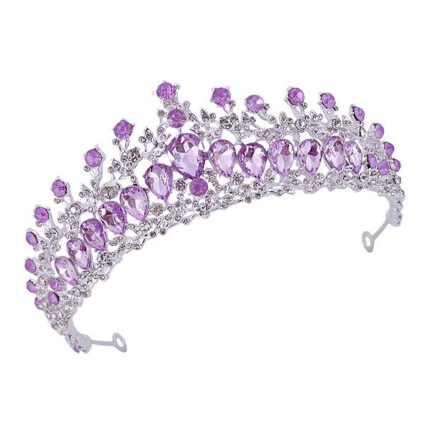 Kvinner Bryllupskrone Sinklegering Utsøkt Rhinestone Bride Crown Hårtilbehør til Ball Costume Party Sølv og lilla
