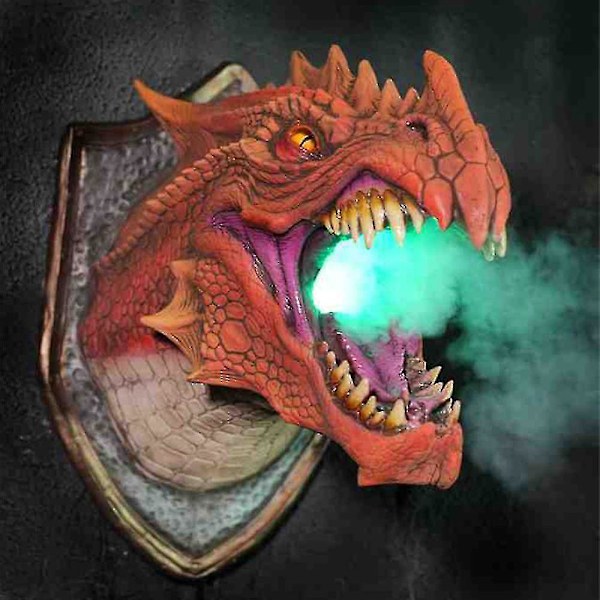 Realistisk Jurassic Dinosaurhuvud Väggdekoration med LED-lampor - Perfekt Halloween-dekoration Ingen belysning Ingen spray Blå