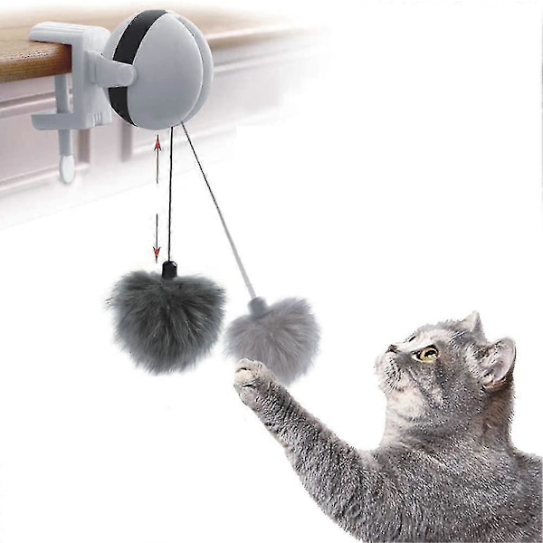 Dotpet Pet Fling String Kattleksak Robot Interaktiv Jaktleksak Med Pomponer (vit)