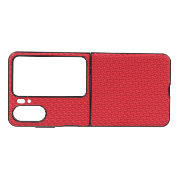 Carbon Fiber Texture Folding Telefon Case Mobiltelefon Cover för Oppo Find N2 Flip Red