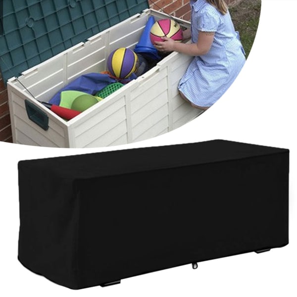 Trädgårdsvattentät UV-säker cover Förvaringsbox cover 123x62x55cm (svart)