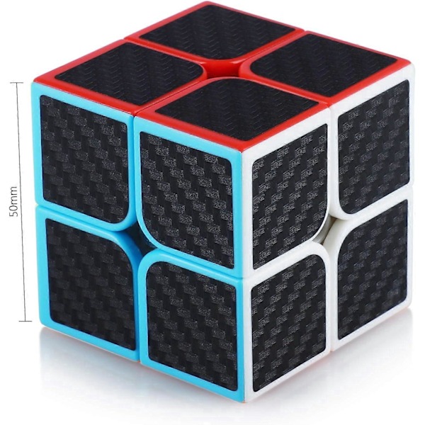 Magic Speed Cube 2x2 2x2x2 Speed Cube Magic Cube Karbonfiber Klistremerke Julegave til Barn Voksne Svart