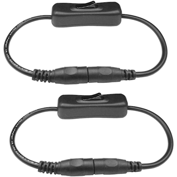 DC 12V afbryderkabel til LED-strip og andre DC-enheder - 2 stk., sort