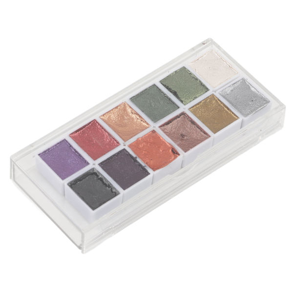 12 stk. akvarelmalingssæt retro metal bærbar høj pigment kunstmaterialer til studerende voksne kunstnere